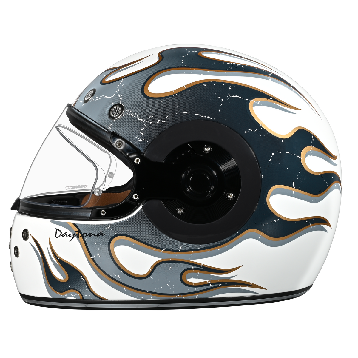 Daytona Retro Full Face Helmet - W/ Flames - view 2