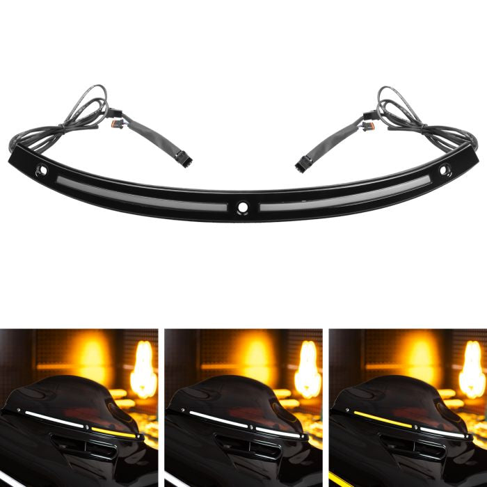 HOGWORKZ Black Lumipro LED Windshield Trim — Touring 2014–2023