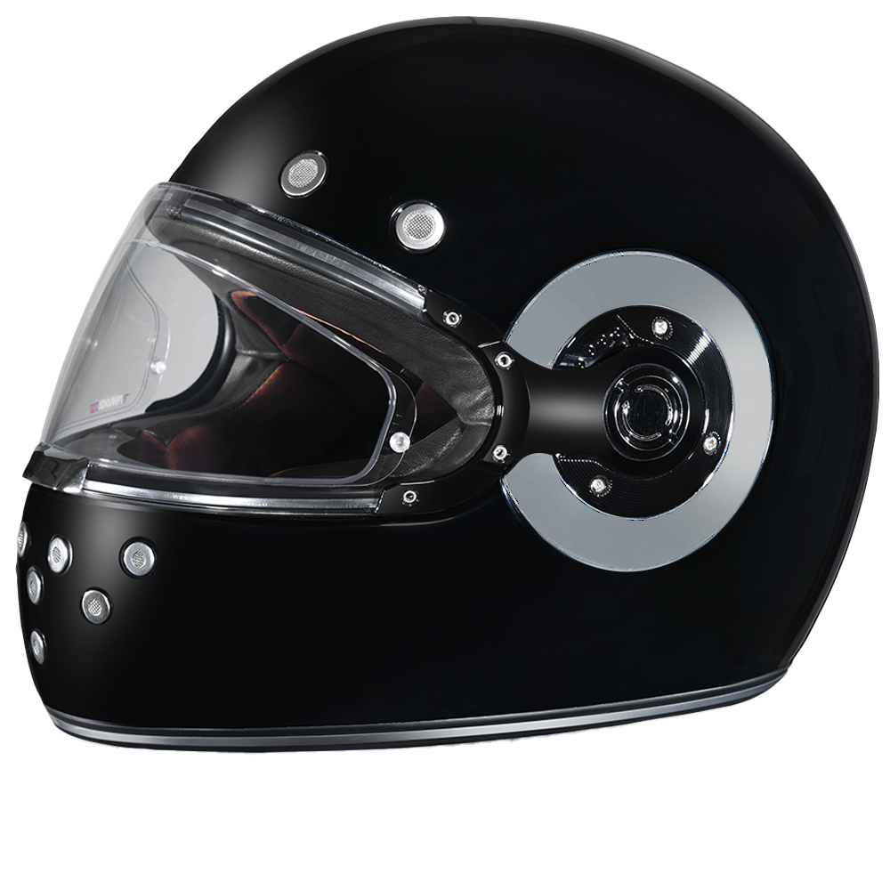 Daytona Retro Full Face Helmet - Hi-Gloss Black w/ Chrome Accents - view 1