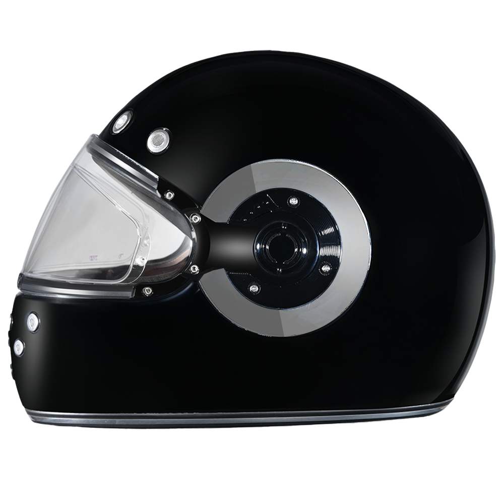 Daytona Retro Full Face Helmet - Hi-Gloss Black w/ Chrome Accents - view 2