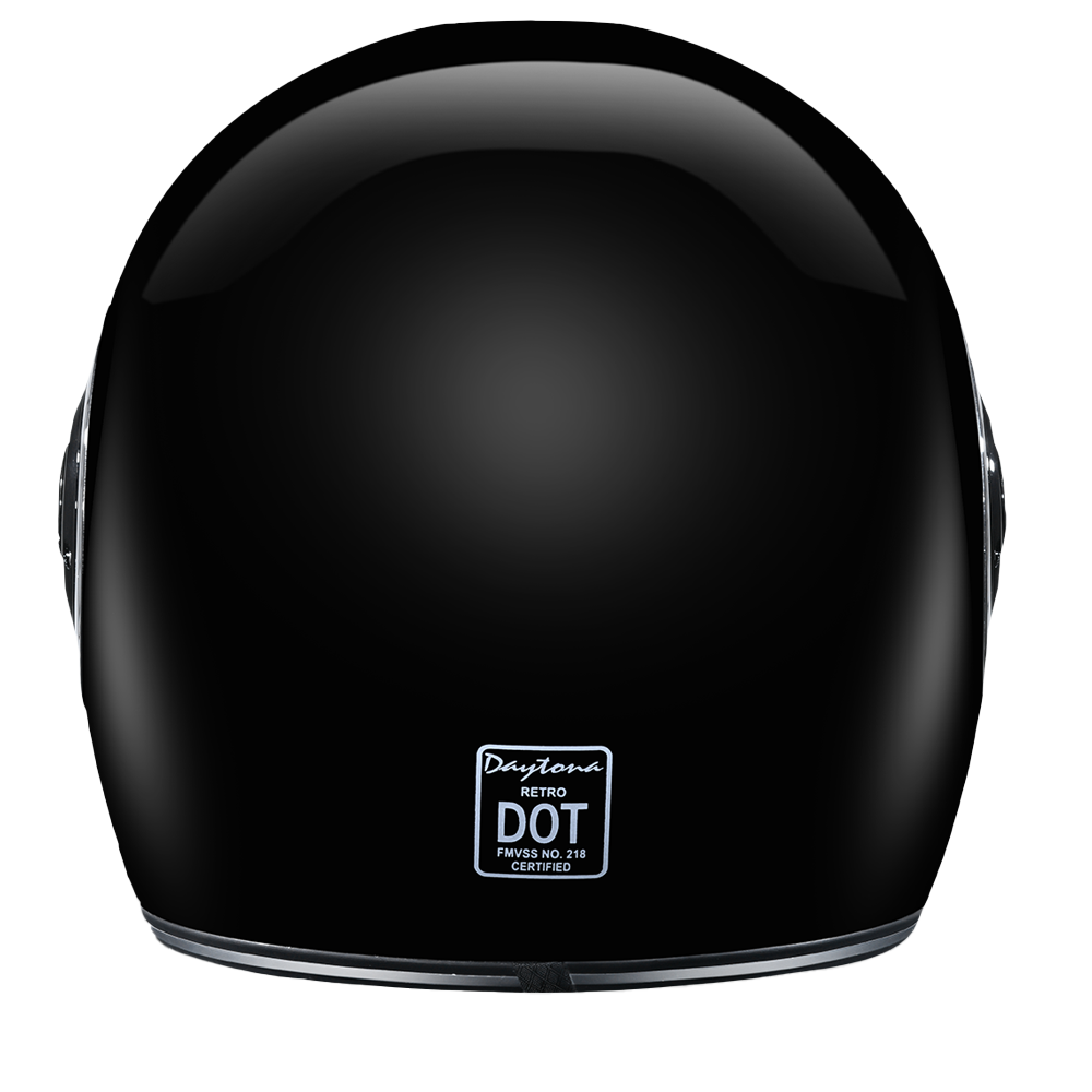 Daytona Retro Full Face Helmet - Hi-Gloss Black w/ Chrome Accents - view 3