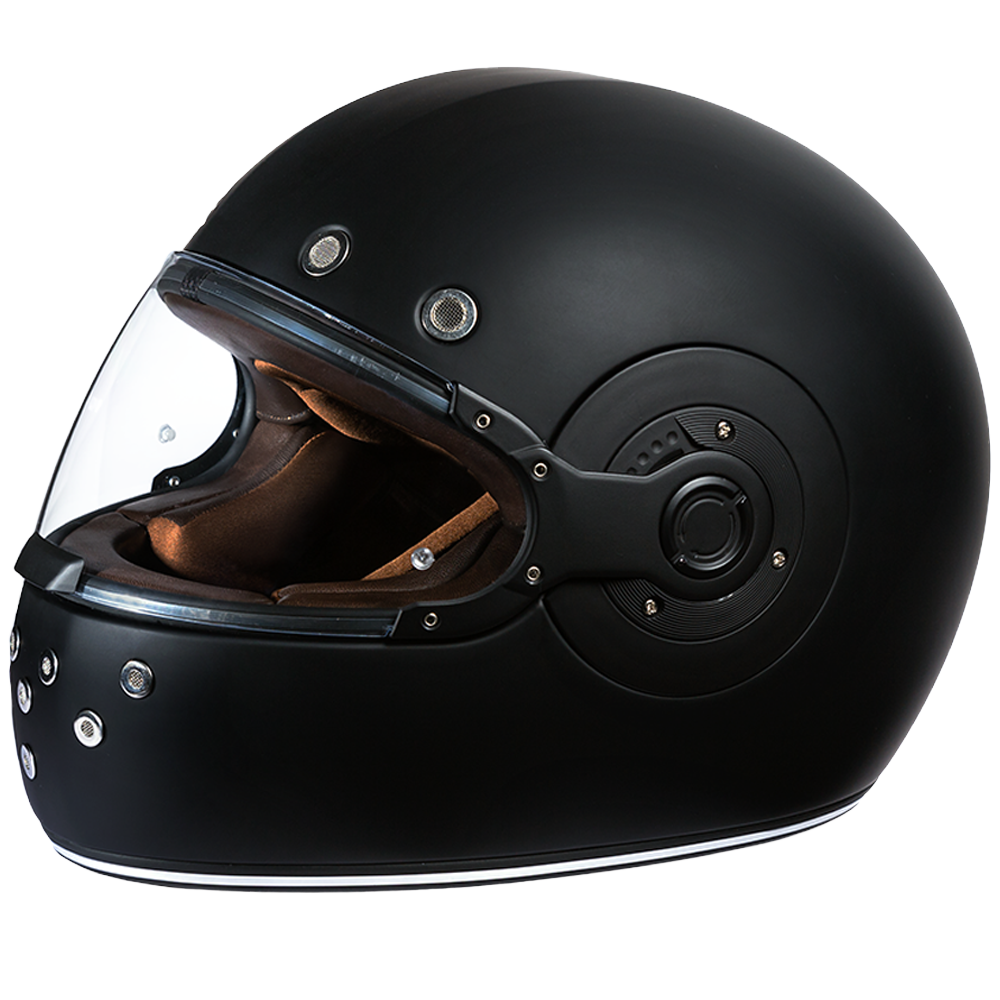 Daytona Retro Full Face Helmet - Dull Black W/ Dull Black Accents - view 1