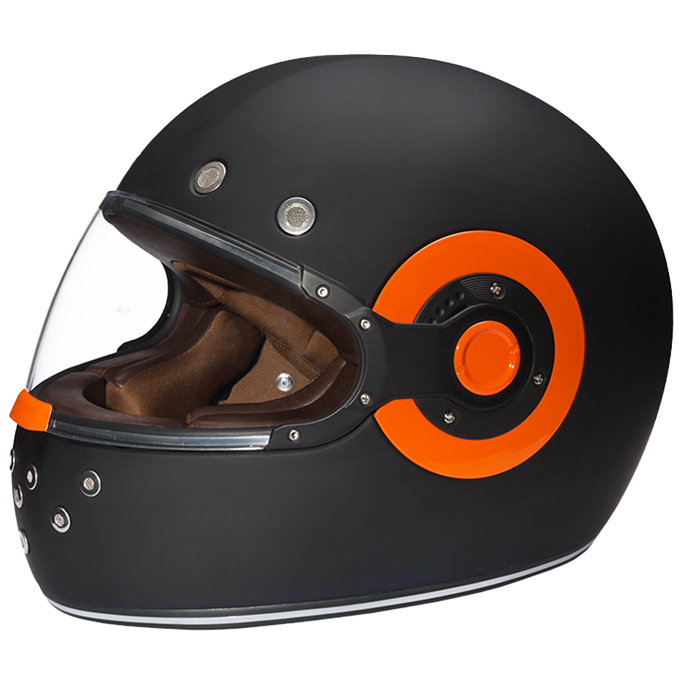 Daytona Retro Full Face Helmet - Dull Black W/ Orange Accents - view 1