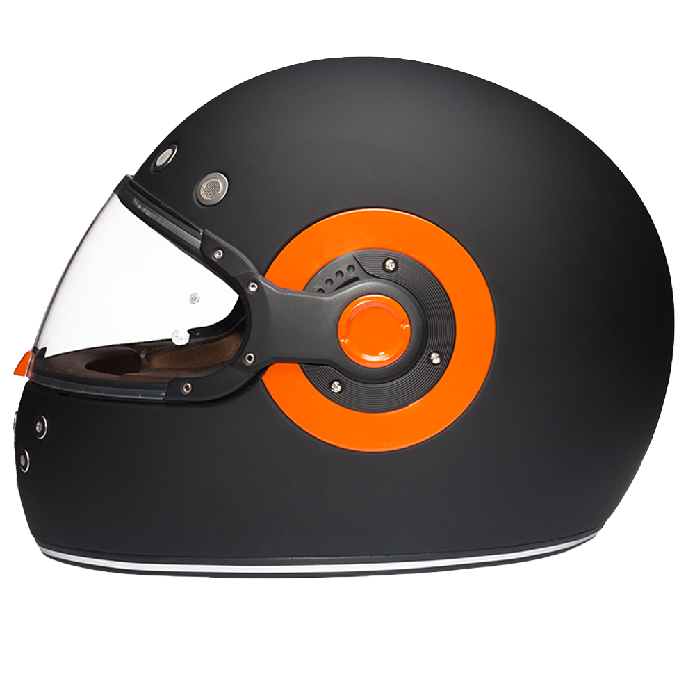 Daytona Retro Full Face Helmet - Dull Black W/ Orange Accents - view 2